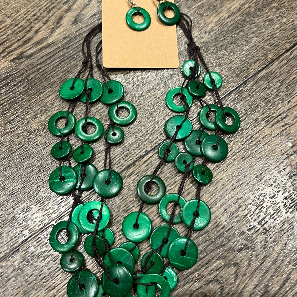 Paparazzi Vibrant Green Necklace and Earring Set